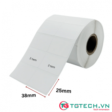 Decal giấy in tem nhãn 38×25 mm — 2 tem / 1 hàng Decal giấy in tem nhãn 38×25 mm — 2 tem / 1 hàng