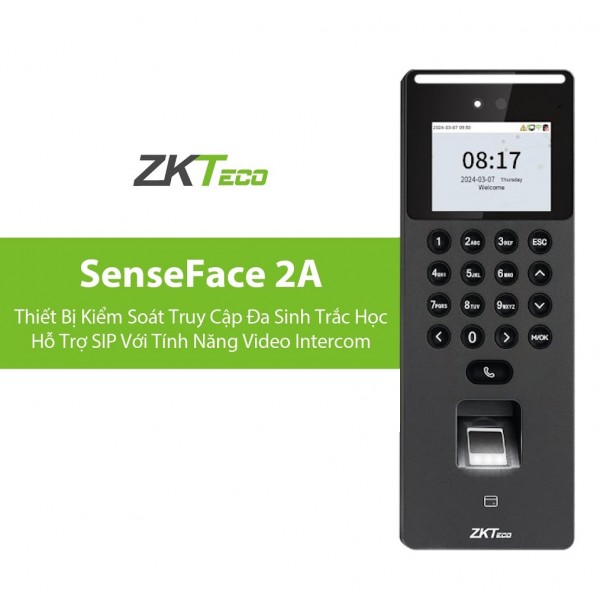 Máy chấm công ZK Teco SenseFace 2A (vân tay, khuôn mặt, thẻ từ)