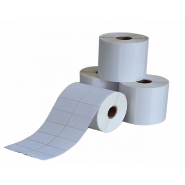 Giấy in mã vạch 2 tem 50x25x50M,bo góc