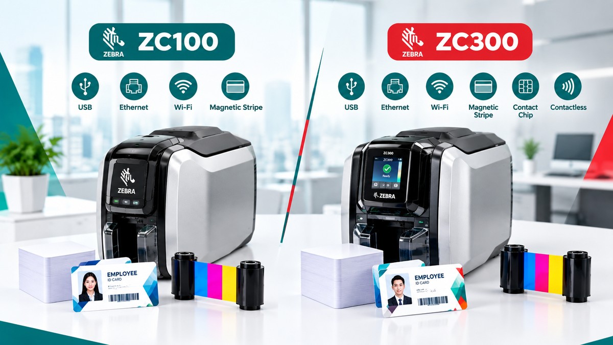 Lựa chọn Zebra ZC100 hoặc ZC300 theo số mặt in kết nối và nhu cầu encoding