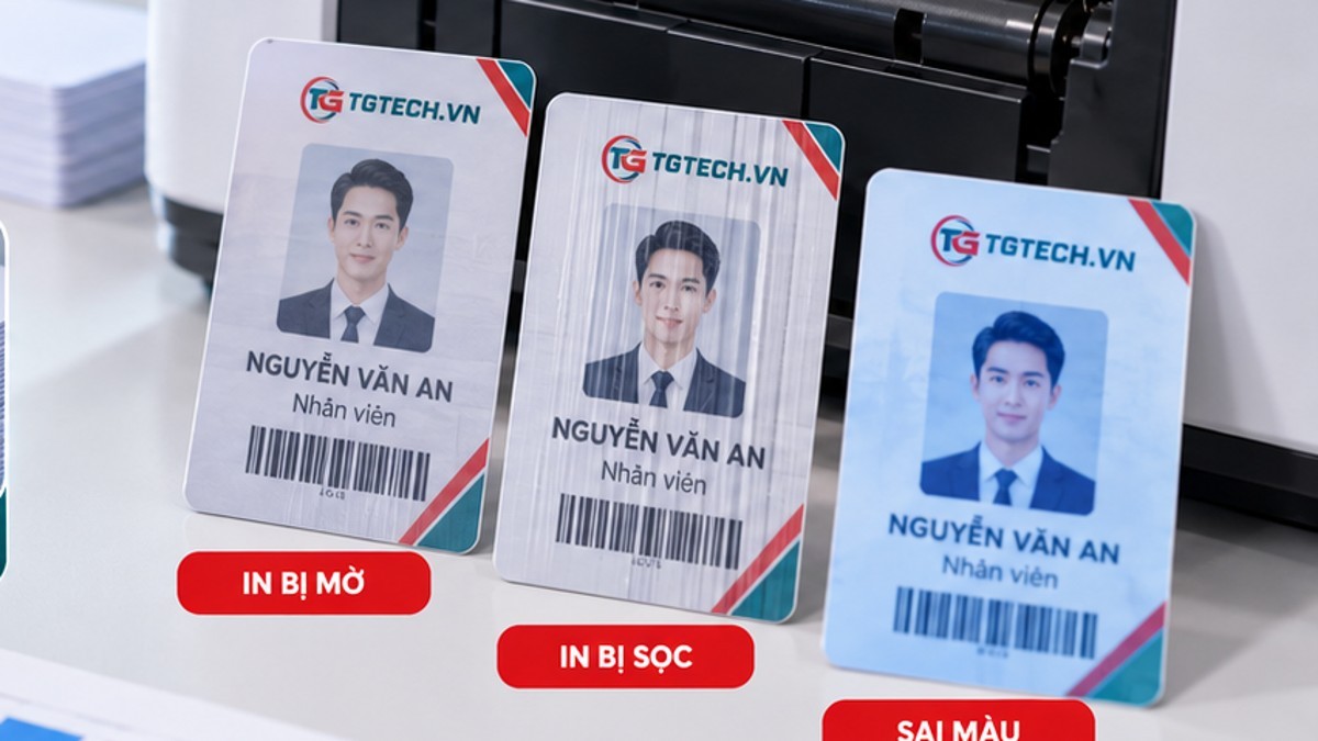 So sánh thẻ in bị mờ bị sọc và sai màu