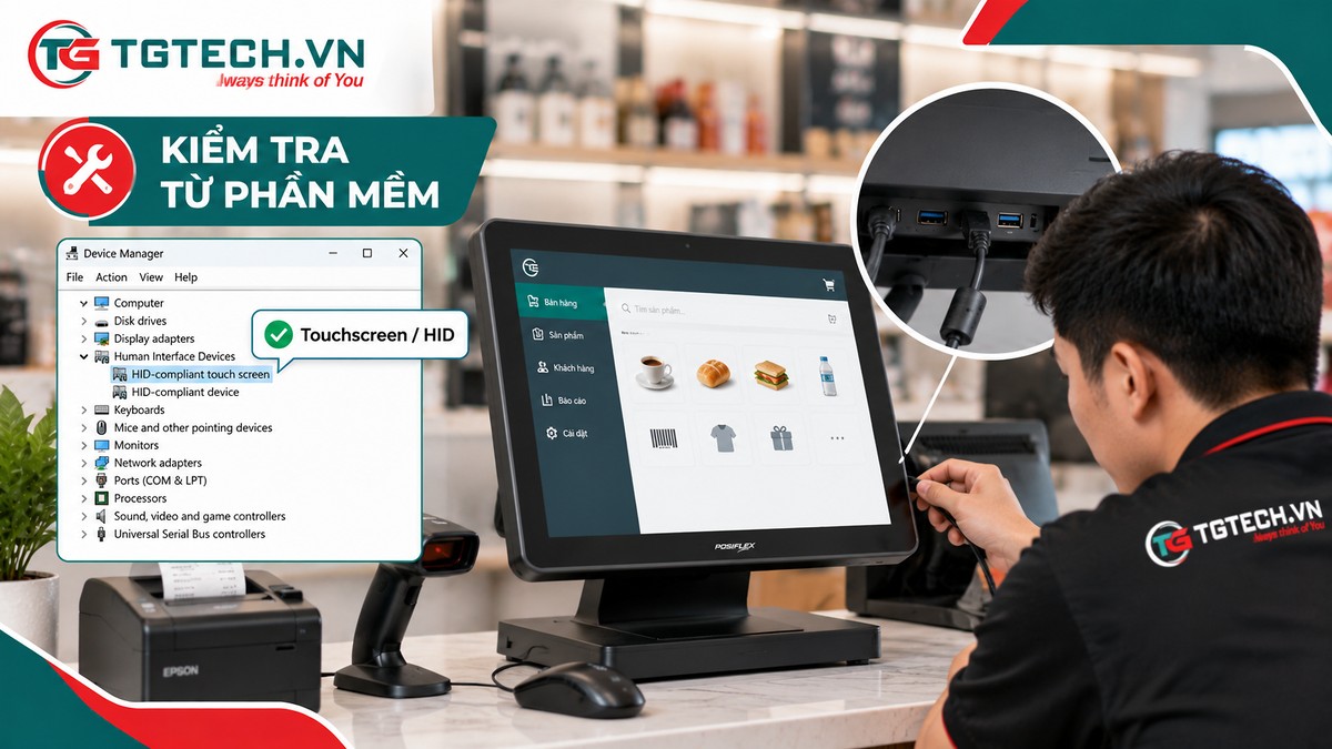 Kiểm tra HID-compliant touch screen khi máy POS Windows không nhận cảm ứng