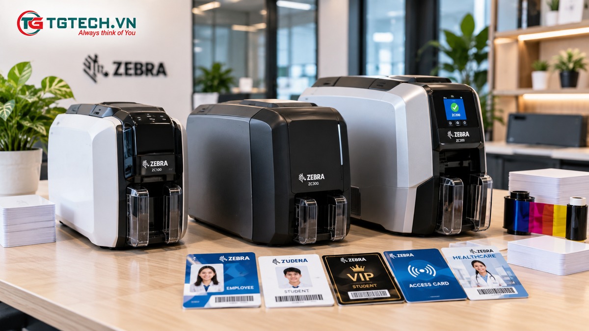 Máy in thẻ Zebra cùng các mẫu thẻ nhân viên sinh viên thành viên và access card