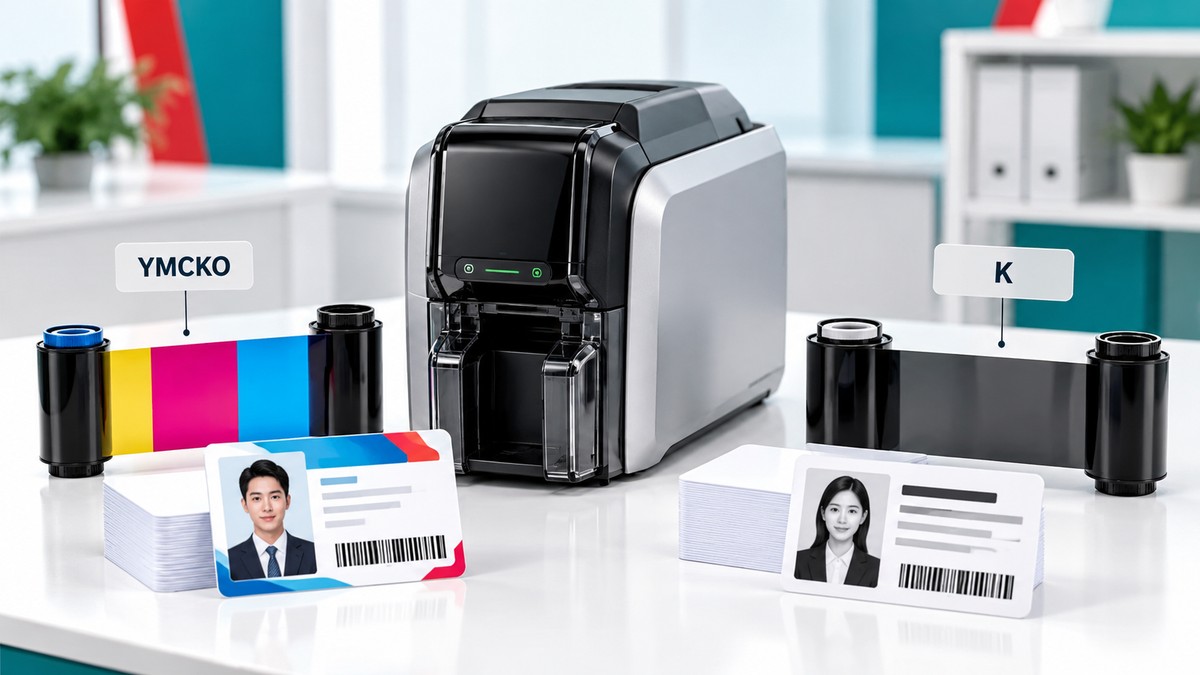 So sánh ribbon YMCKO màu và ribbon K đơn sắc dùng trên máy in thẻ
